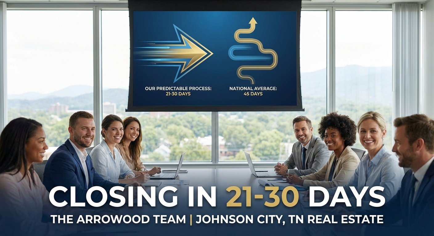 Infographic comparing 21–30 day mortgage closing timeline vs national 45-day average, highlighting a faster and more predictable home loan process