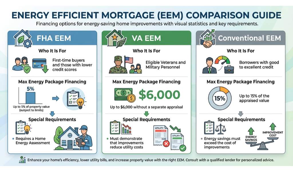 Types of Energy Efficient Mortgages: FHA, VA, and Conventional Options
